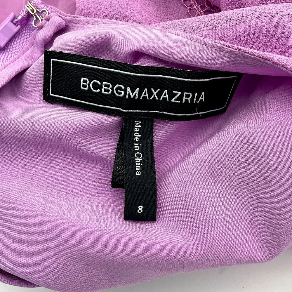 BCBGMAXAZARIA Sleeveless Pleated Lined V-Neck Ruffled Sheath Dress 8 - Picture 9 of 11